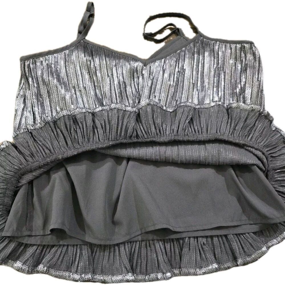 Anthropologie Silver Sequin Camisole Top Size 4 Festival Coachella Party Tank - Picture 10 of 10